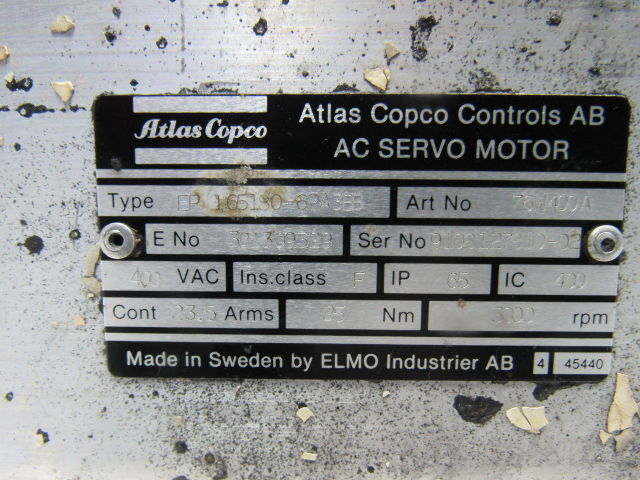 Atlas Copco Controls AB EP165180-62A3BB AC Servo Motor W/Brake 3000RPM