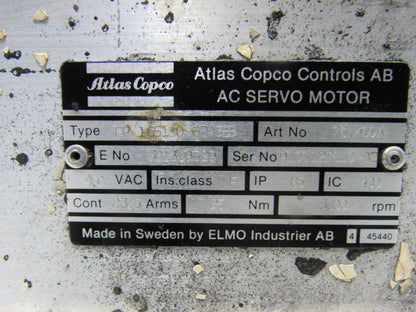 Atlas Copco Controls AB EP165180-62A3BB AC Servo Motor W/Brake 3000RPM