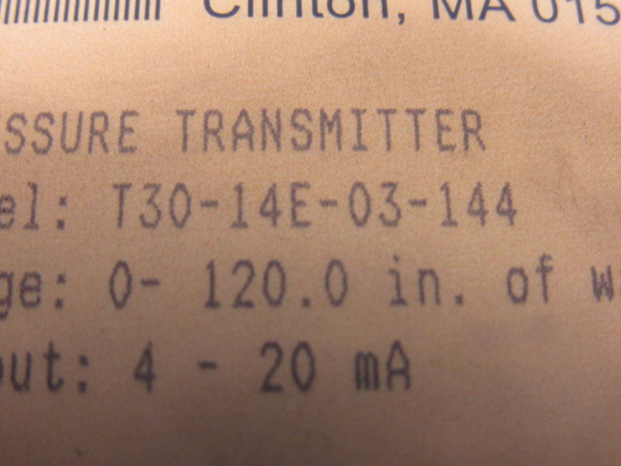 MODUS Instruments Inc. T30-14E-03-144 Pressure Transmitter 0-120 in of Water
