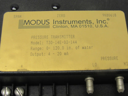 MODUS Instruments Inc. T30-14E-03-144 Pressure Transmitter 0-120 in of Water