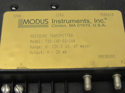 MODUS Instruments Inc. T30-14E-03-144 Pressure Transmitter 0-120 in of Water