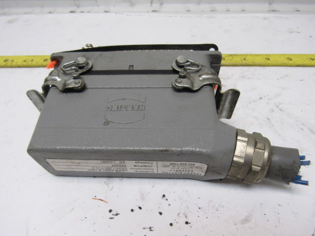 Harting HS12 24Pin 16A 380V Male Female Hinge Lock Cable Plug Ends W/Gasket