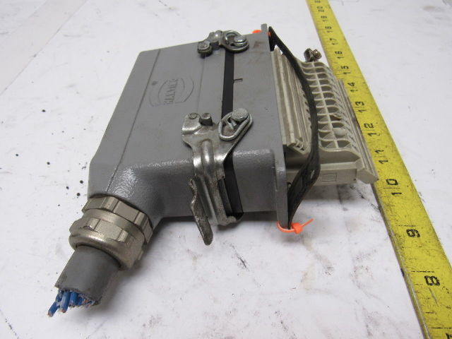 Harting HS12 24Pin 16A 380V Male Female Hinge Lock Cable Plug Ends W/Gasket