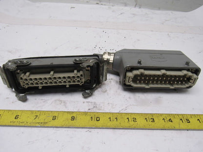 Harting HS12 24Pin 16A 380V Male Female Hinge Lock Cable Plug Ends W/Gasket