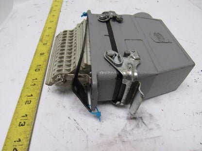 Harting HS12 24Pin 16A 380V Male Female Hinge Lock Cable Plug Ends W/Gasket