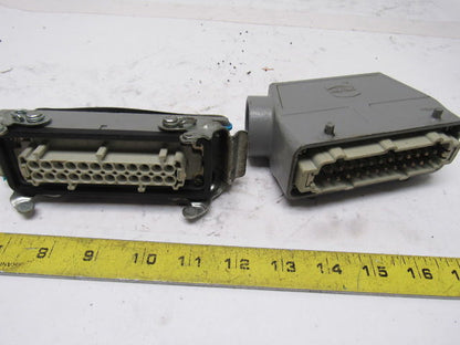 Harting HS12 24Pin 16A 380V Male Female Hinge Lock Cable Plug Ends W/Gasket