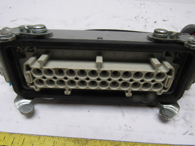 Harting HS12 24Pin 16A 380V Male Female Hinge Lock Cable Plug Ends W/Gasket