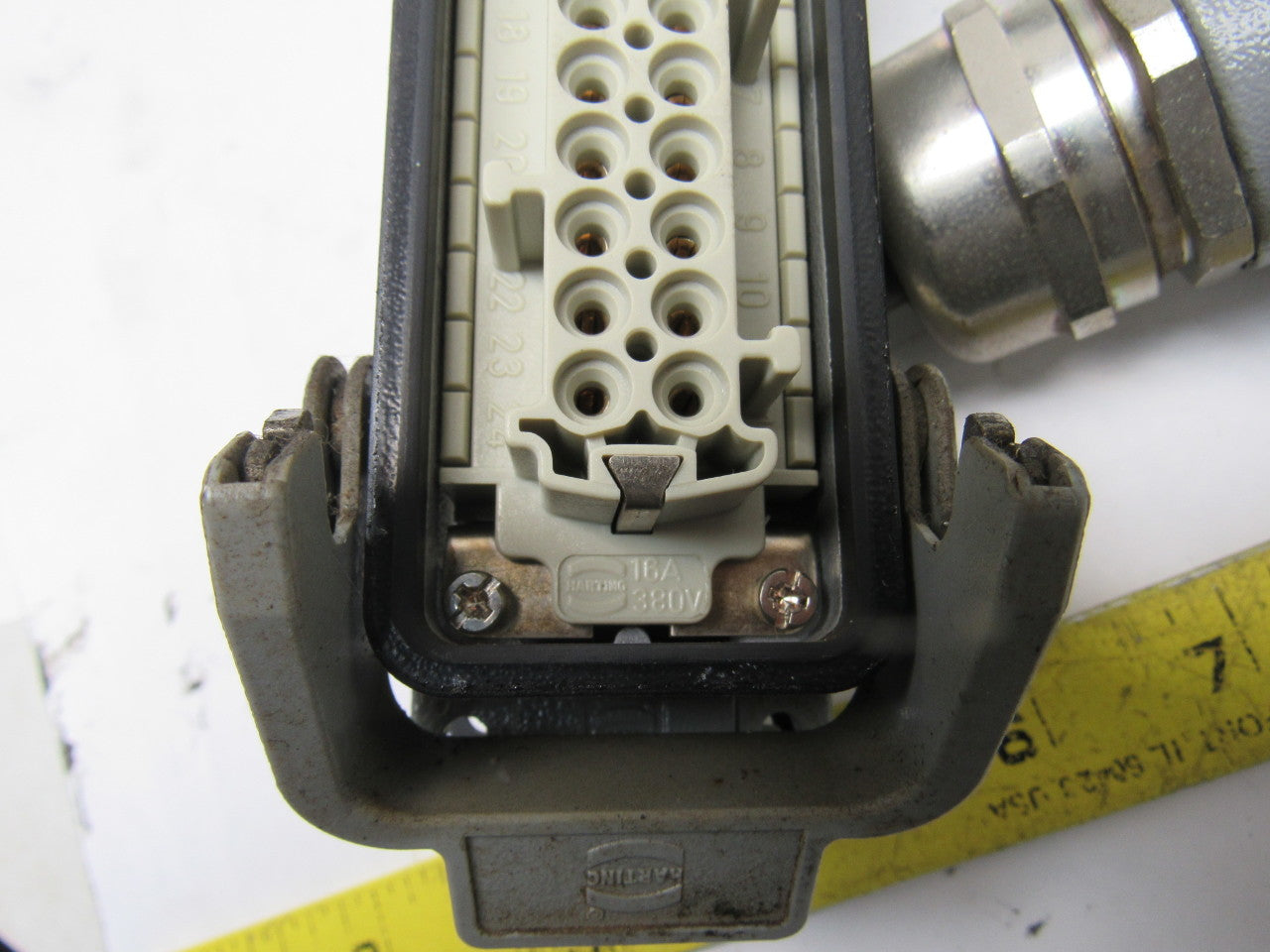 Harting HS12 24Pin 16A 380V Male Female Hinge Lock Cable Plug Ends W/Gasket