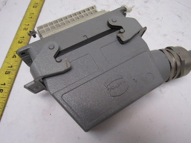 Harting HS12 24Pin 16A 380V Male Female Hinge Lock Cable Plug Ends W/Gasket