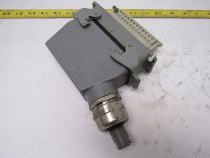 Harting HS12 24Pin 16A 380V Male Female Hinge Lock Cable Plug Ends W/Gasket