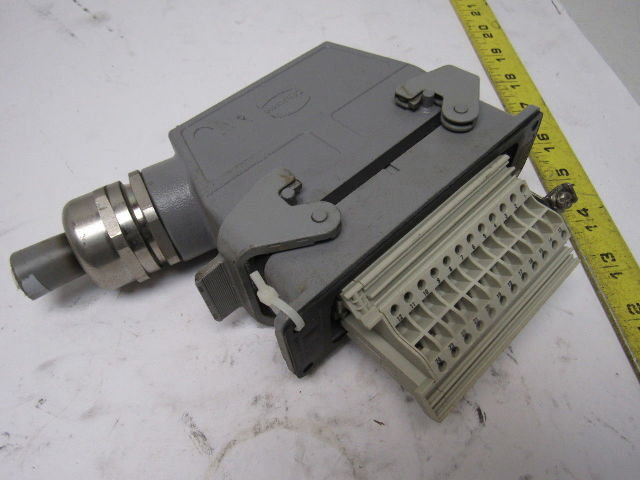 Harting HS12 24Pin 16A 380V Male Female Hinge Lock Cable Plug Ends W/Gasket
