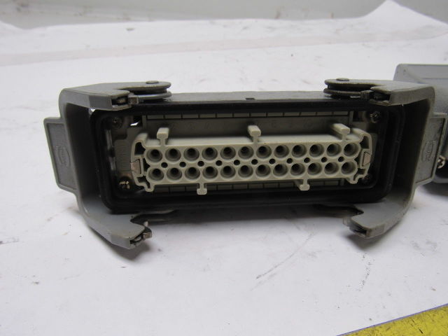 Harting HS12 24Pin 16A 380V Male Female Hinge Lock Cable Plug Ends W/Gasket