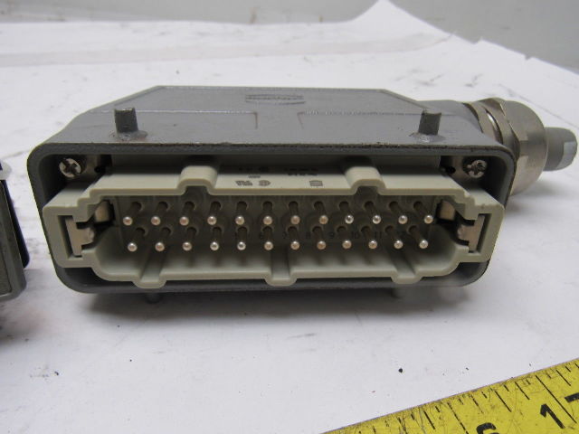Harting HS12 24Pin 16A 380V Male Female Hinge Lock Cable Plug Ends W/Gasket