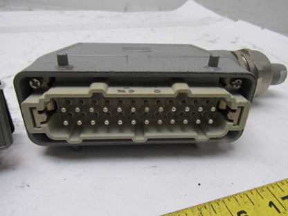 Harting HS12 24Pin 16A 380V Male Female Hinge Lock Cable Plug Ends W/Gasket