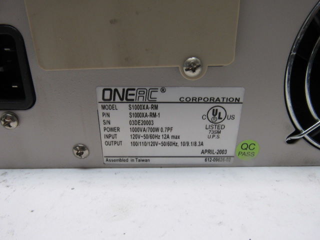 OneAC Sinergy S1000XA-RM-1 Power Conditioner  1KVA 60HZ 120V IN/Out Simple
