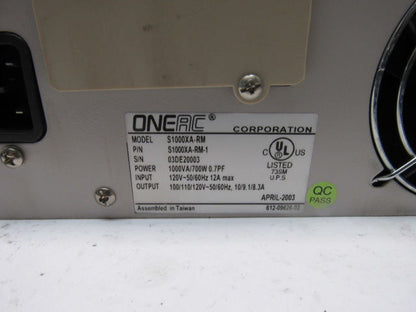 OneAC Sinergy S1000XA-RM-1 Power Conditioner  1KVA 60HZ 120V IN/Out Simple