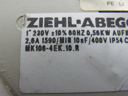 Ziehl-Abegg MK106-4EK.10.R 0.56Kw 14-1/2" Dia Forward Incline Fan W/Guard 230V