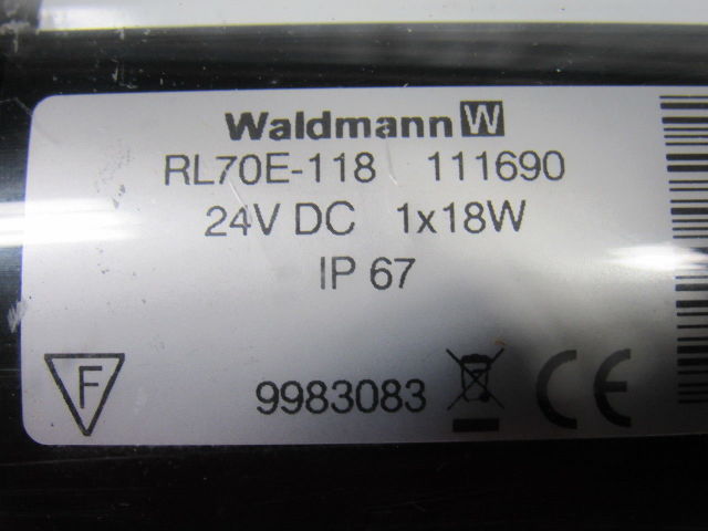 Waldmann RL70E-118 Tubular 24" Fluorescent Black Light 24VDC