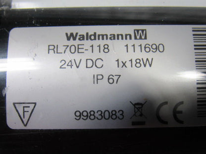 Waldmann RL70E-118 Tubular 24" Fluorescent Black Light 24VDC