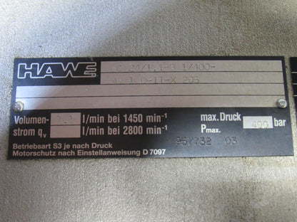 Hawe HC 24/1.1-B 1/400 WH1 D-11-X 205 Hydraulic Pump W/Control Box