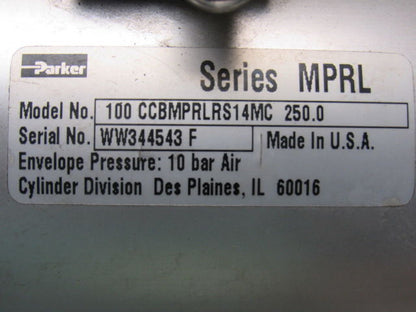Parker 100CCBMPRLRS14MC 250.0 MPRL Rod Lock Pneumatic Air Cylinder 250mm Stroke