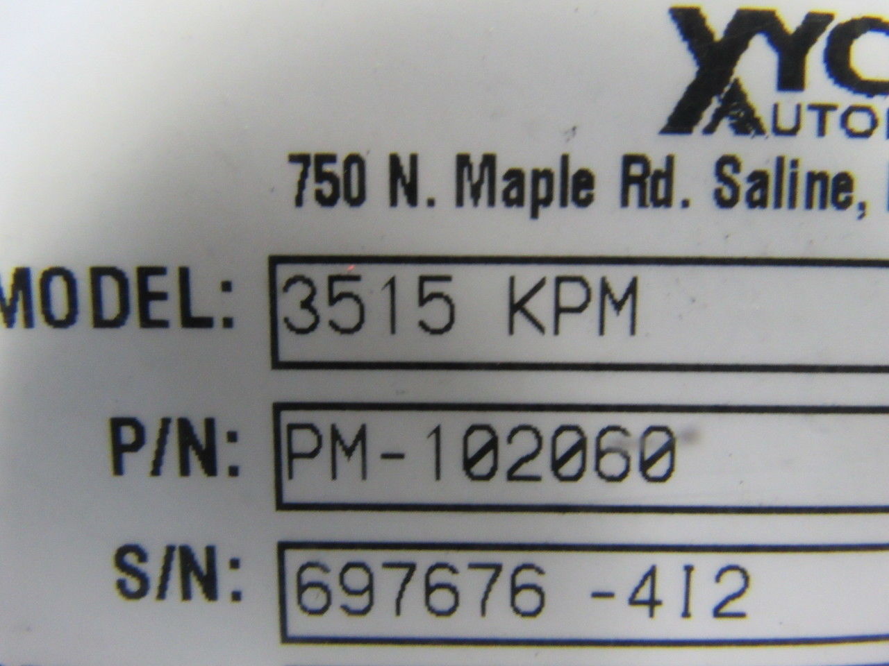 Xycom Automation 3512-A1A114103500U Model 3512 KPM Operator Interface Panel