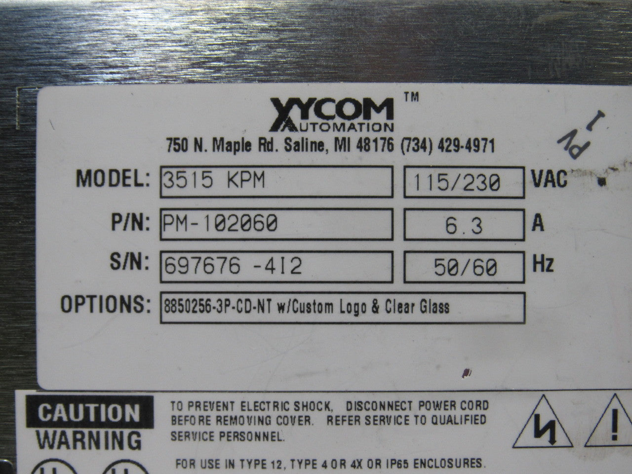 Xycom Automation 3512-A1A114103500U Model 3512 KPM Operator Interface Panel