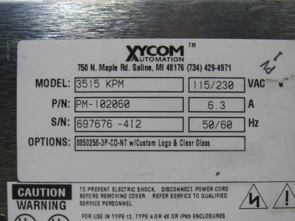 Xycom Automation 3512-A1A114103500U Model 3512 KPM Operator Interface Panel