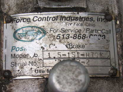 Force Control 1.5-1S1-H701 Pneumatic Clutch/Brake W/ Control Valve Regulator