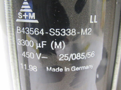 S+M B43564-S5338-M2 3300uF 450VDC Screw Terminal Capacitor With Mount