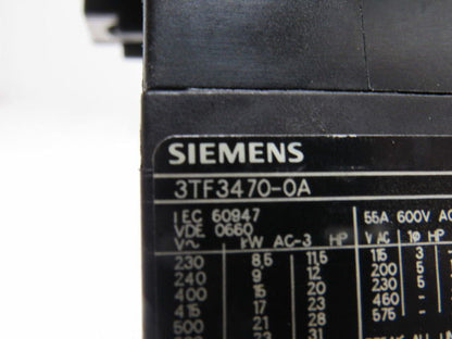 Siemens 3TF3470-0A 55A 690VAC 32Hp 3Pole Contactor 230V Coil Broken Mount