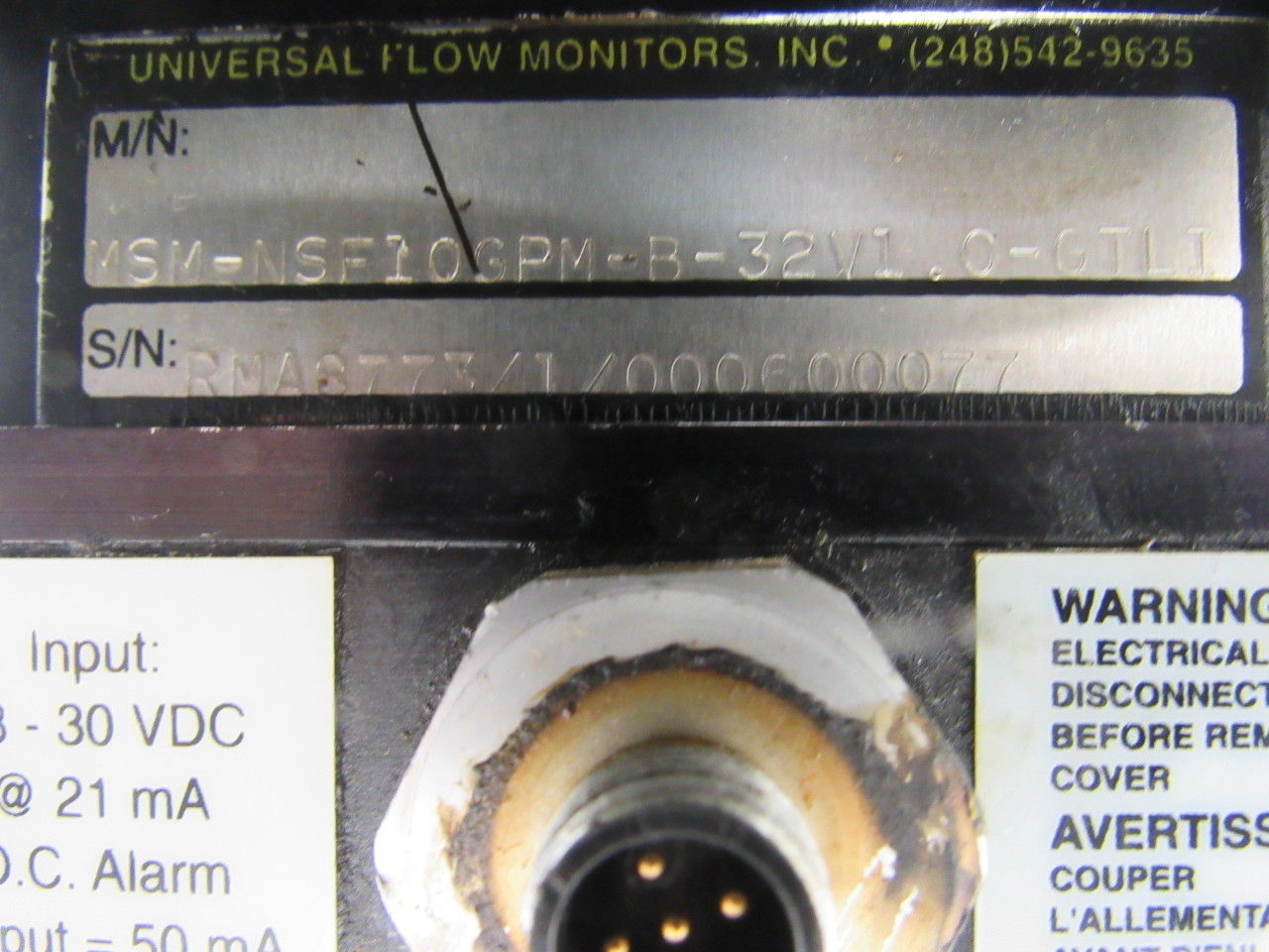 Universal Flow Monitor UFM MSM-NSF10GPM-B-32V1.0-GTLI 0-10 GPM Flow Meter