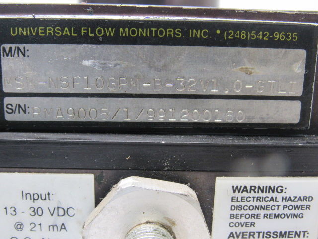 Universal Flow Monitor MSM-NSF10GPM-B-32V1.0-GTLI 10 GPM Flow Meter Triple Bank