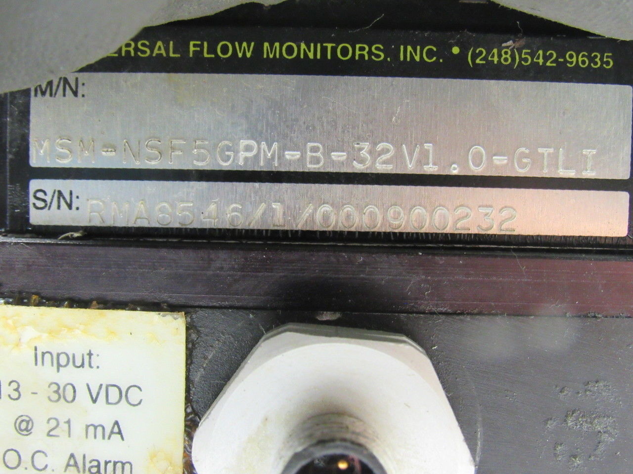 Universal Flow Monitor MSM-NSF5GPM-B-32V1.0-GTLI 5 GPM Flow Meter Double Bank