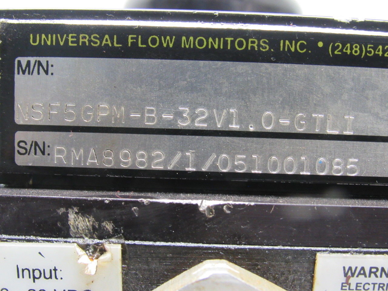 Universal Flow Monitor MSM-NSF5GPM-B-32V1.0-GTLI 5 GPM Flow Meter Triple Bank