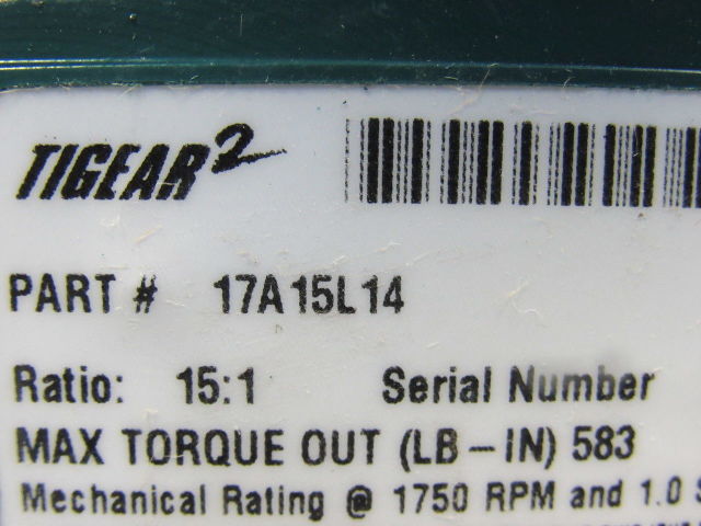 Dodge 17A15L14 15:1 Ratio 1750RPM 1.270Hp Input 117RPM Out C-Face Gear Reducer