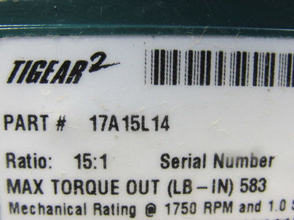 Dodge 17A15L14 15:1 Ratio 1750RPM 1.270Hp Input 117RPM Out C-Face Gear Reducer