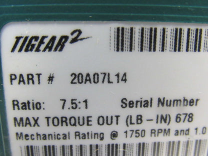 Dodge 20A07L14 7.5:1 Ratio 1750RPM 2.78Hp Input 233RPM Out LH Gear Reducer
