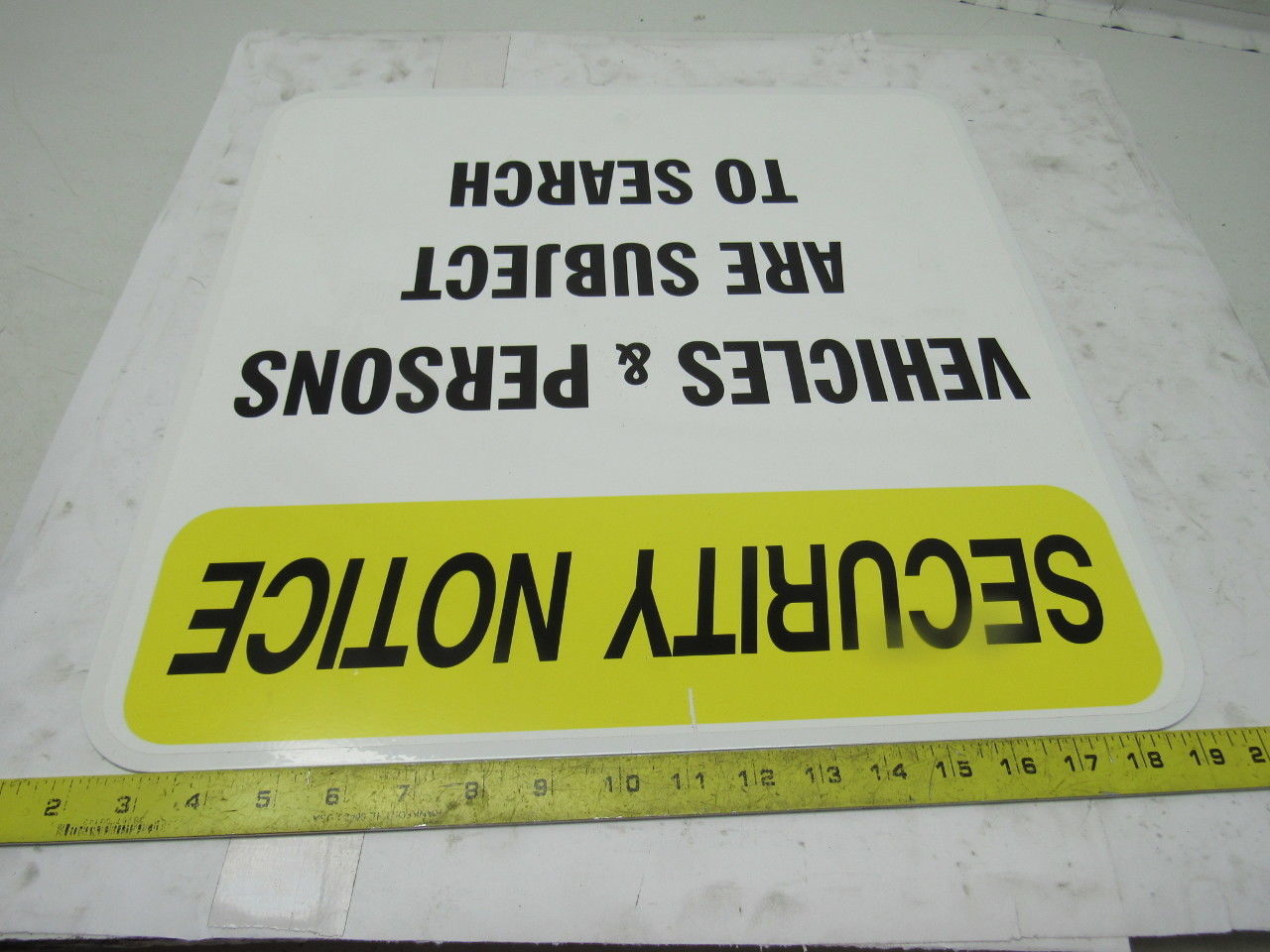 Aluminum Security Notice "Vehicles & Persons Are Subject to Search" Sign 18"x18"