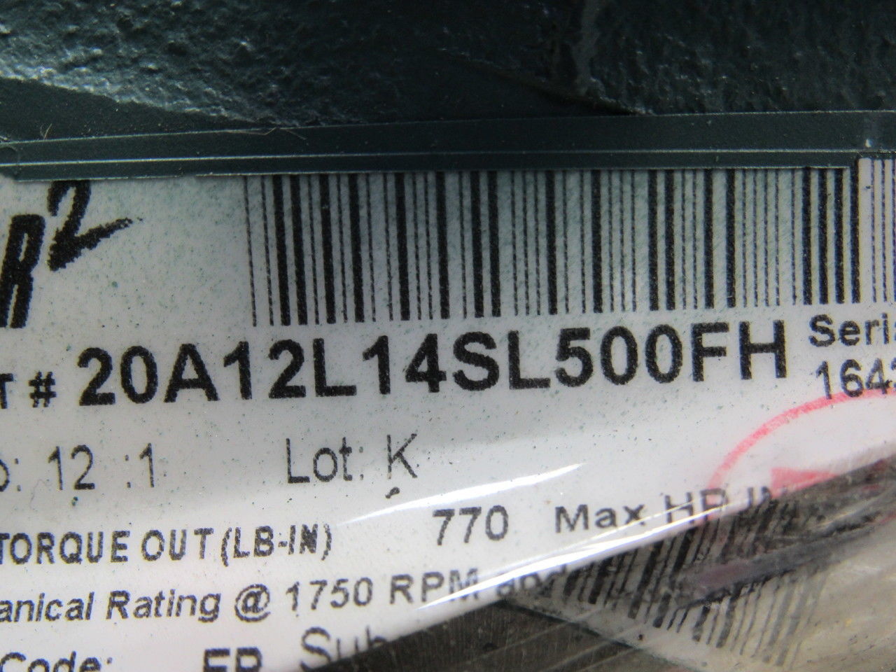 Dodge 20A12L14SL500FH 12:1 Ratio 1750RPM 1.92Hp Input 145RPM LH Out Gear Reducer