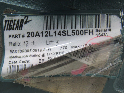 Dodge 20A12L14SL500FH 12:1 Ratio 1750RPM 1.92Hp Input 145RPM LH Out Gear Reducer
