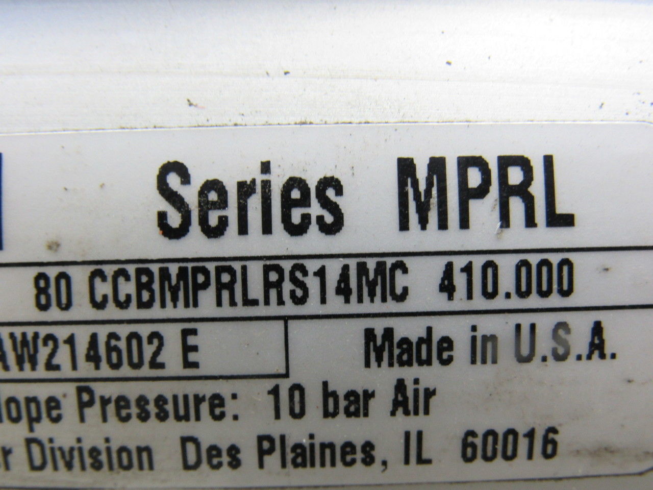 Parker CCBMPRLRS14MC 80mm Bore 410mm Stroke Double Acting Air Cylinder 10 Bar