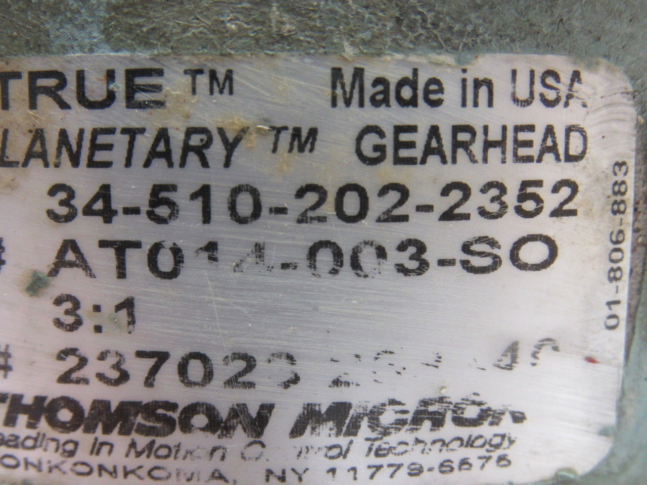 Thomson AT014-003-SO 3:1 Ratio True Planetary Gear Head 40mm Output Shaft