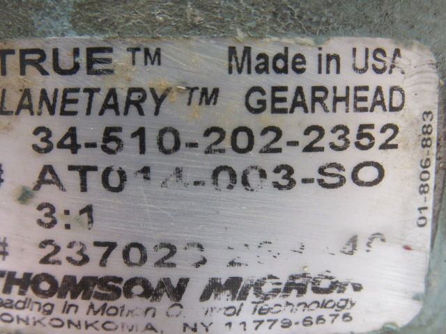 Thomson AT014-003-SO 3:1 Ratio True Planetary Gear Head 40mm Output Shaft