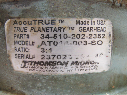 Thomson AT014-003-SO 3:1 Ratio True Planetary Gear Head 40mm Output Shaft