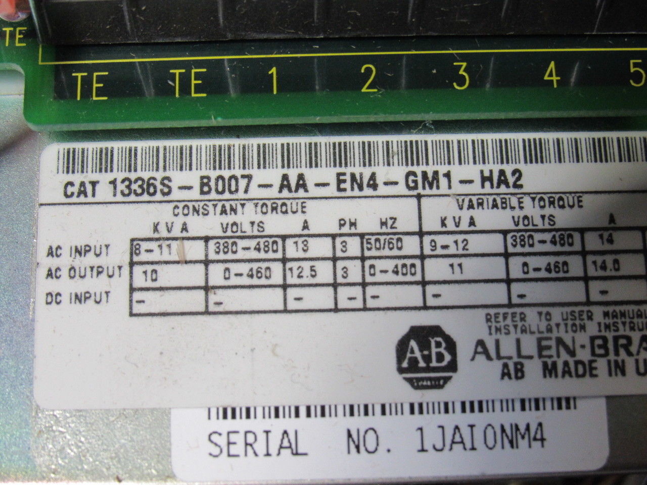 Allen Bradley 1336S-B007-AA-EN4-GM1-HA2 380-480V 50/60Hz 11KVA 0-400Hz AF Drive