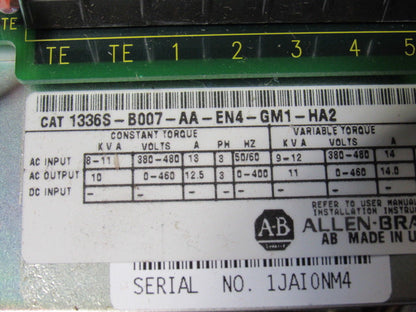 Allen Bradley 1336S-B007-AA-EN4-GM1-HA2 380-480V 50/60Hz 11KVA 0-400Hz AF Drive