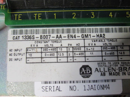 Allen Bradley 1336S-B007-AA-EN4-GM1-HA2 380-480V 50/60Hz 11KVA 0-400Hz AF Drive