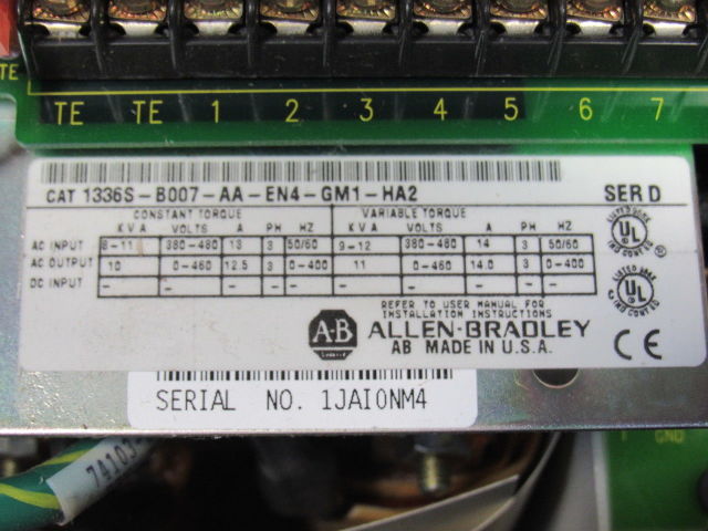 Allen Bradley 1336S-B007-AA-EN4-GM1-HA2 380-480V 50/60Hz 11KVA 0-400Hz AF Drive