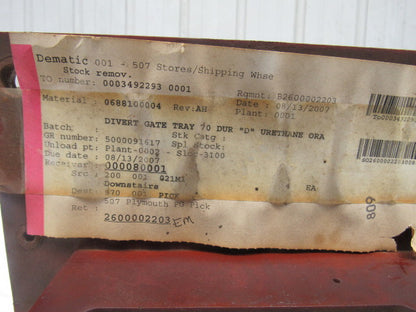 Dematic 0688100004 Divert Gate Tray 70 Dur. Urethane Sortation Conveyor